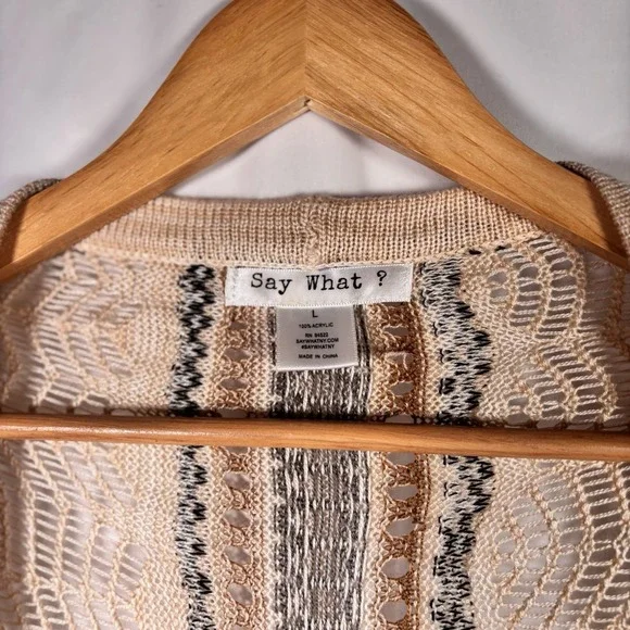 Festival Crochet Open Knit Vest Womens Large Boho Southwestern Indie Tribal - Picture 3 of 7